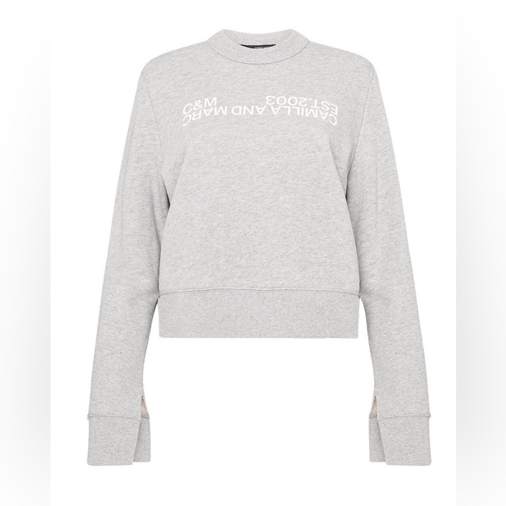 CAMILLA AND MARC JAMES LOGO CREW SWEATSHIRT (GREY MARLE) Size USA 8 NWT
